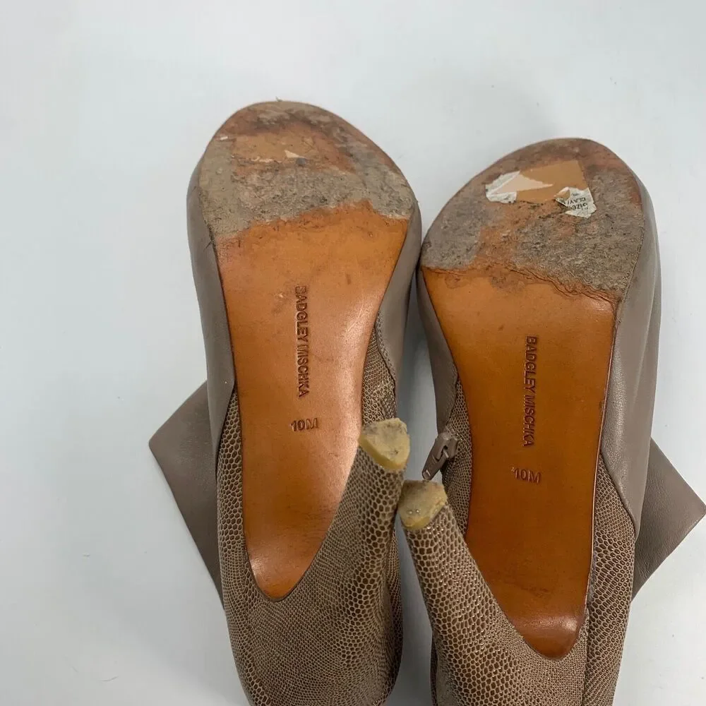 Badgley Mischka‎ Womens 10 Zip Ankle Boots Booties Boho Stiletto Pin Up Leather